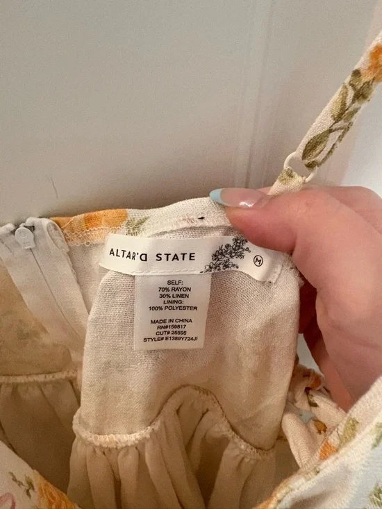 Altar'd State Cream Mini Dress with Yellow Floral Print - Picture 6 of 6